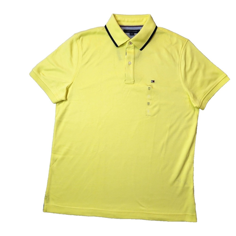Tommy Hilfiger Men's Polo Luxury Casual Shirt Yellow Size M New